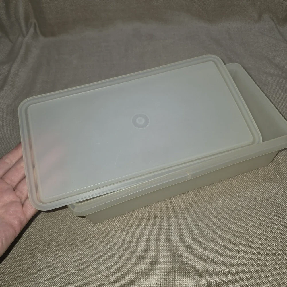 Vintage Tupperware Cracker Kracker Keeper Container Sheer Clear #677 With Lid